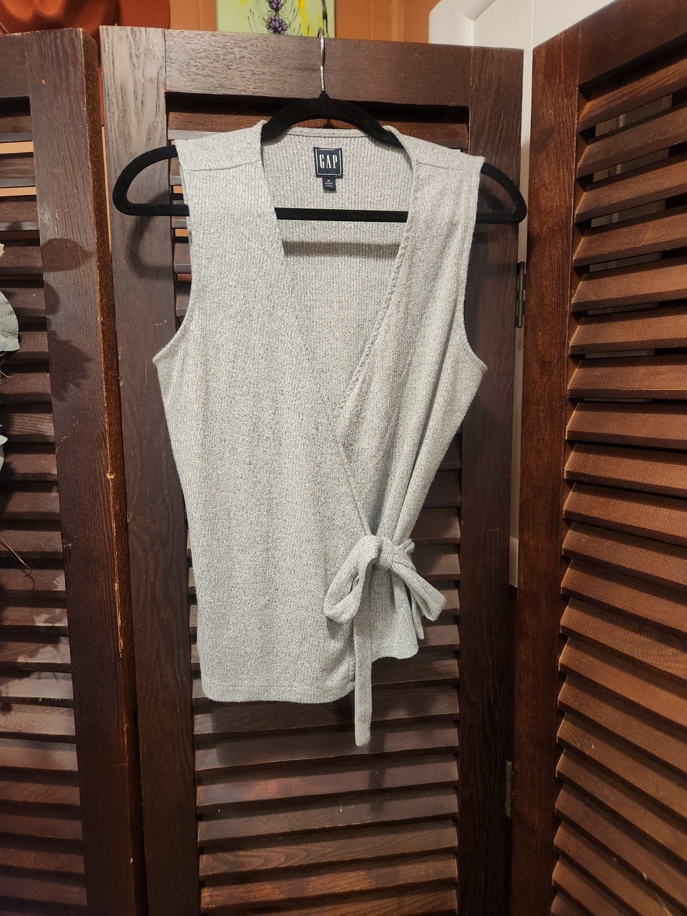 GAP Light Gray Sleeveless Wrap Tank with Side Tie